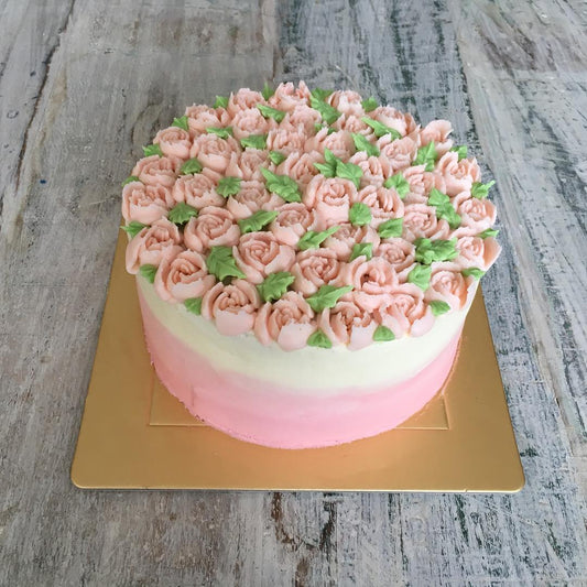 Pink & White Roses Cake