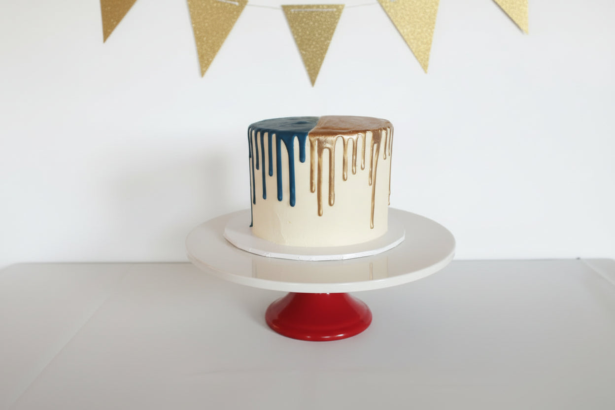 Gold & Blue Drip Cake