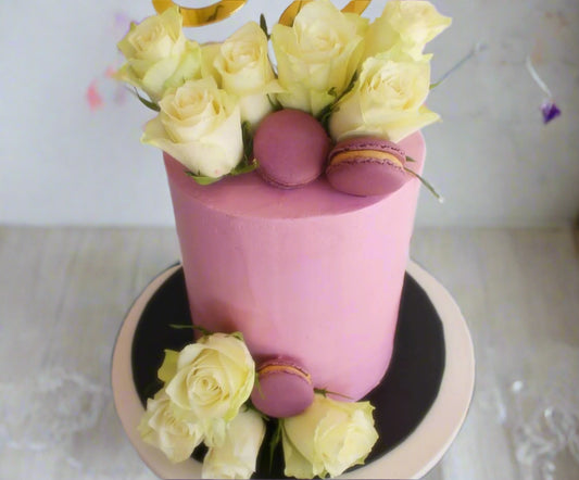 Purple & White Rose Cake