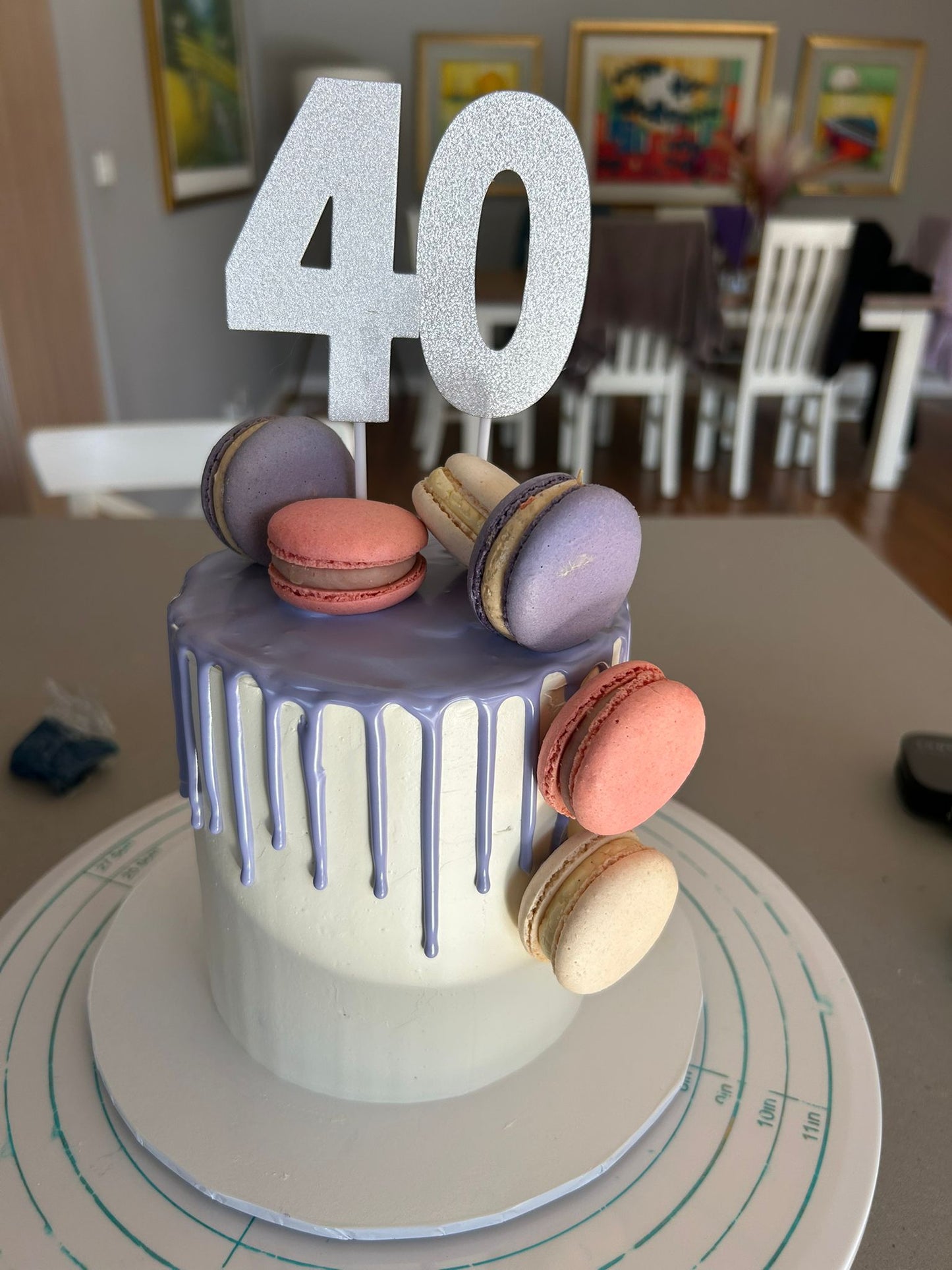 40th Macaron Drip Cake