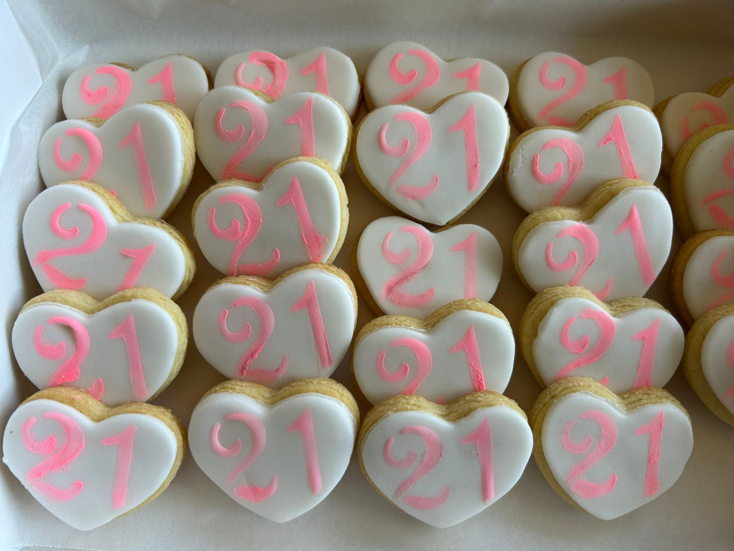 Heart Shaped 21st Bday Cookies