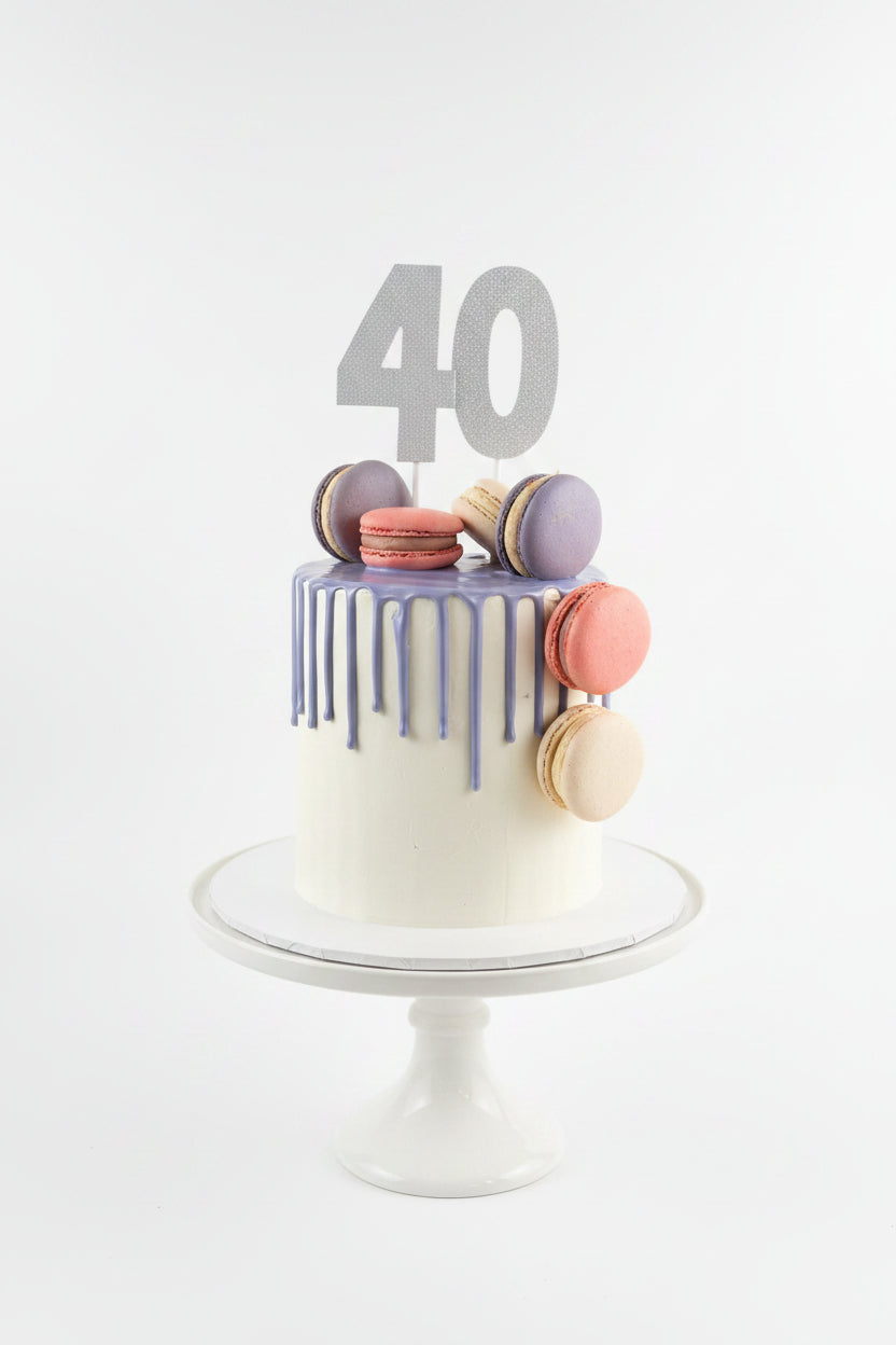 40th Macaron Drip Cake