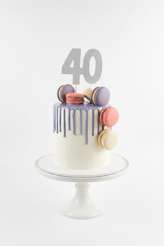 40th Macaron Drip Cake